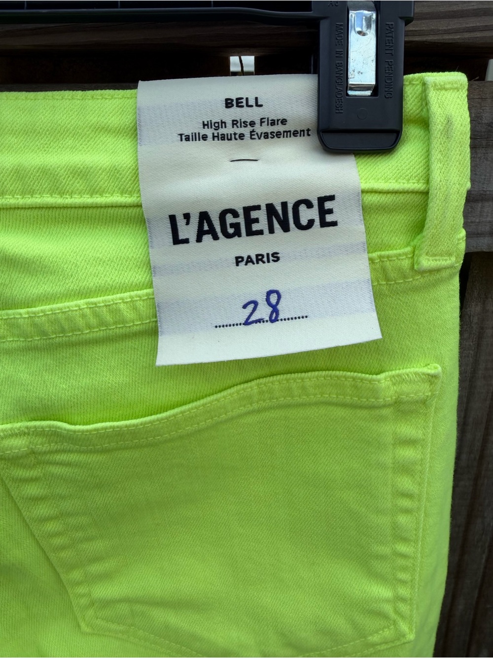 L’AGENCE Paris Highlighter Yellow Flare Jeans Size 28 NWT - Picture 4 of 4